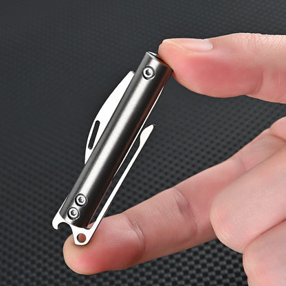 MASALONG MA-TY-062 Titanium alloy back clip bottle opening knife sharp, carry on unpacking express delivery box opening knife keychain pendant fruit knife self-defense