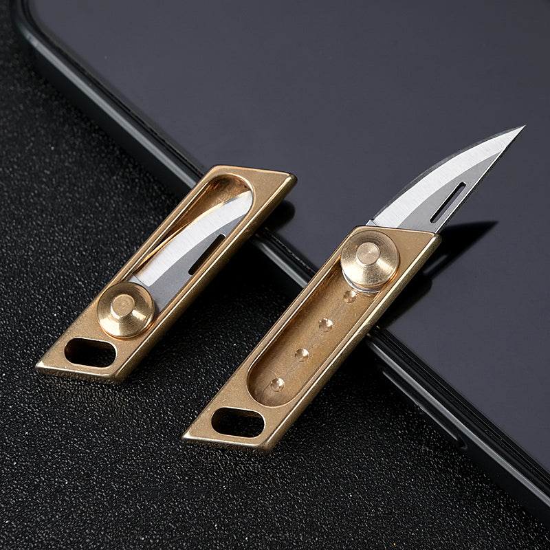 MASALONG MA-TY-019 Brass Mini Push Knife Sharp Self Defense Tool Pocket Knife Portable Keychain Unpacking and Delivery Knife