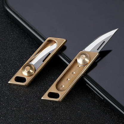 MASALONG MA-TY-019 Brass Mini Push Knife Sharp Self Defense Tool Pocket Knife Portable Keychain Unpacking and Delivery Knife