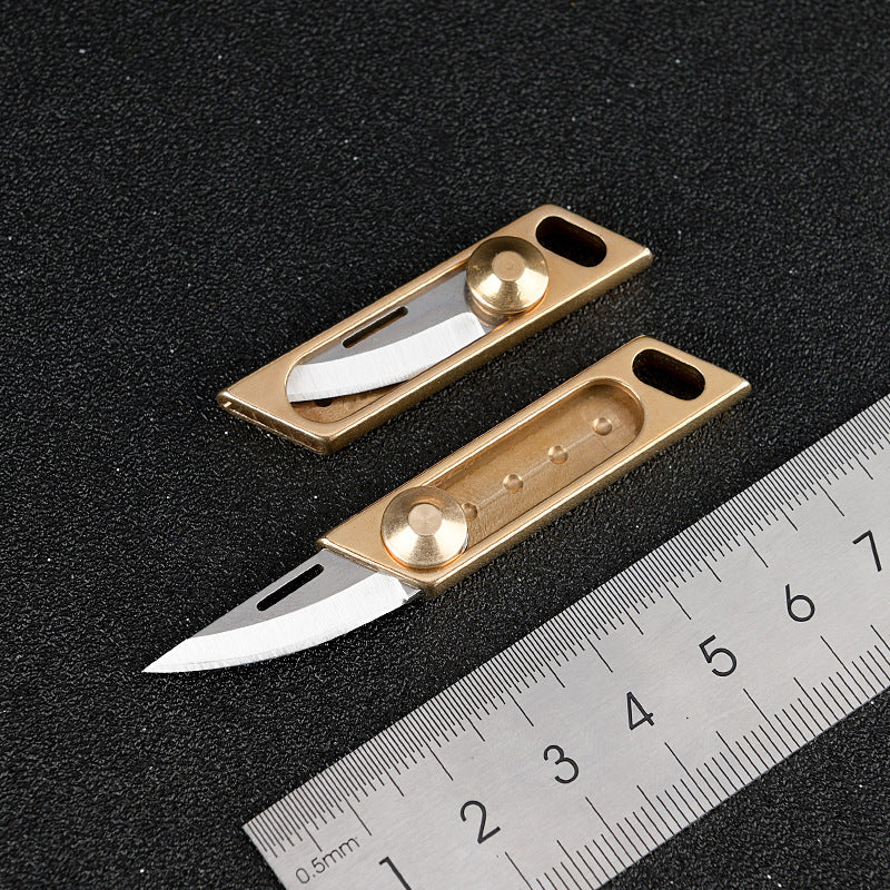 MASALONG MA-TY-019 Brass Mini Push Knife Sharp Self Defense Tool Pocket Knife Portable Keychain Unpacking and Delivery Knife