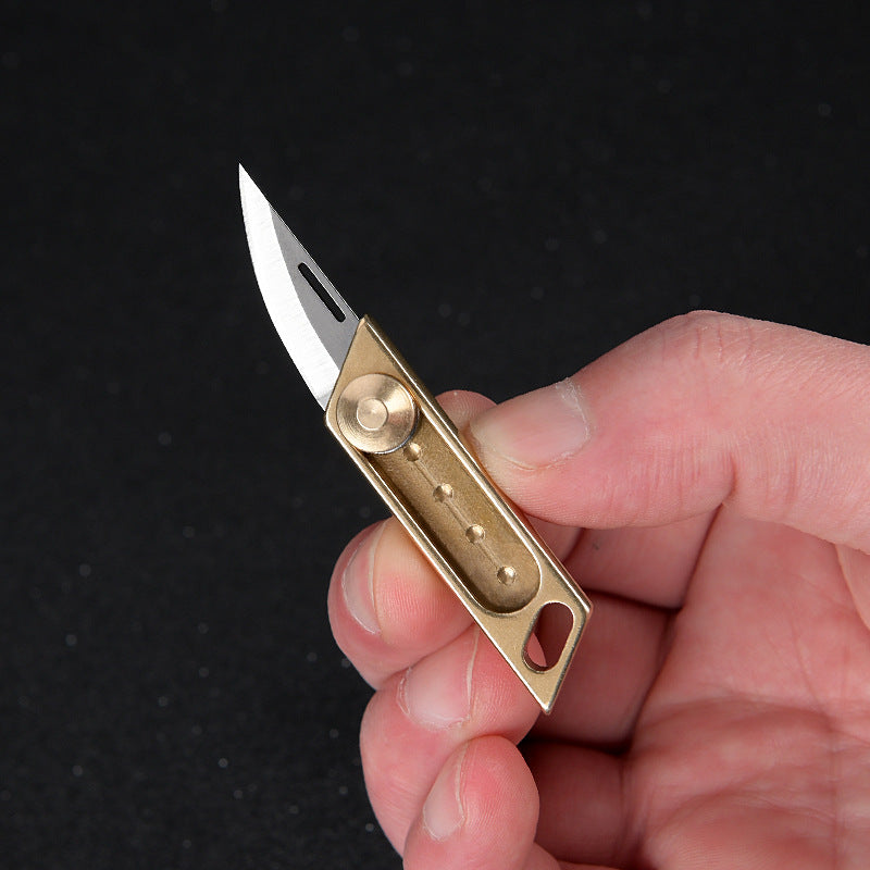 MASALONG MA-TY-019 Brass Mini Push Knife Sharp Self Defense Tool Pocket Knife Portable Keychain Unpacking and Delivery Knife