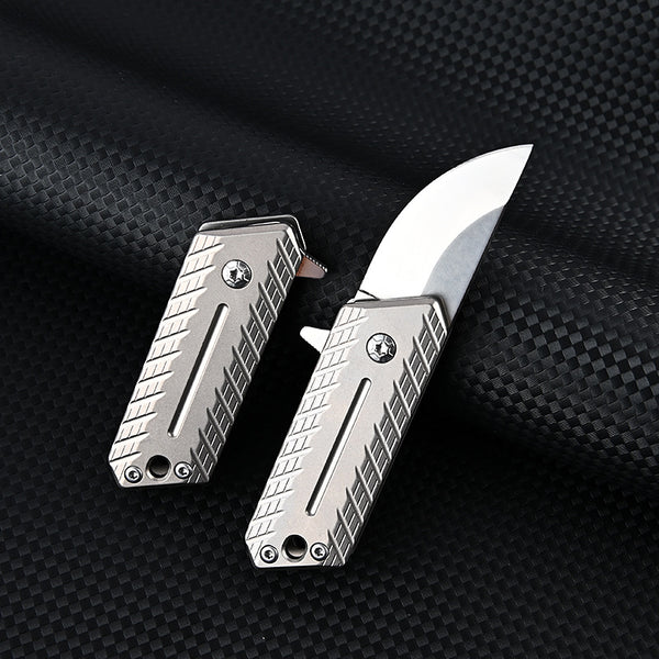 MASALONG MA-TY-074 Titanium alloy mini folding knife, sharp and high hardness D2 steel outdoor knife, self-protection, portable keychain disassembly, express knife