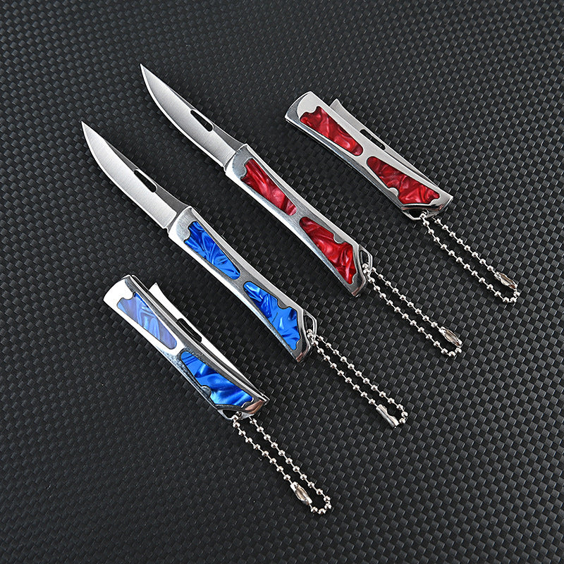 MASALONG MA-TY-066 Stainless Steel Acrylic Mini Knife Sharp Opening Express Box Knife Keychain Pendant Fruit Knife Self Defense Knife