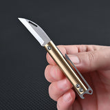 MASALONG MA-TY-067 Brass back clip bottle opening small folding knife sharp, carry on unpacking express delivery small knife keychain pendant fruit knife self-defense