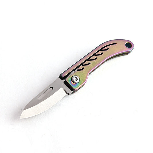 MASALONG MA-TY-048 Titanium Alloy Mini Folding Knife Portable Keychain with High Hardness D2 Steel Sharp Knife Portable and Unpacked Delivery Knife