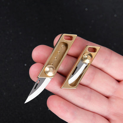 MASALONG MA-TY-019 Brass Mini Push Knife Sharp Self Defense Tool Pocket Knife Portable Keychain Unpacking and Delivery Knife