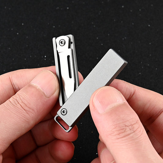 MASALONG MA-TY-027 Titanium Alloy Moonlight Treasure Box Mini Folding Knife D2 Steel Sharp Express Knife Portable Keychain Opening Knife