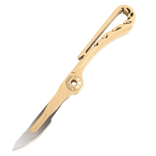 MASALONG MA-TY-069 Brass Keychain Knife Edge Art Knife Portable Delivery Knife Commemorative Kobe Mamba Knife