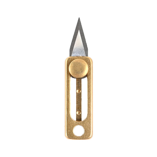 MASALONG MA-TY-008 Brass Mini Knife Sharp Pocket Push Pull Knife Portable EDC Keychain Hanger Disassembly Express Box Opening Knife