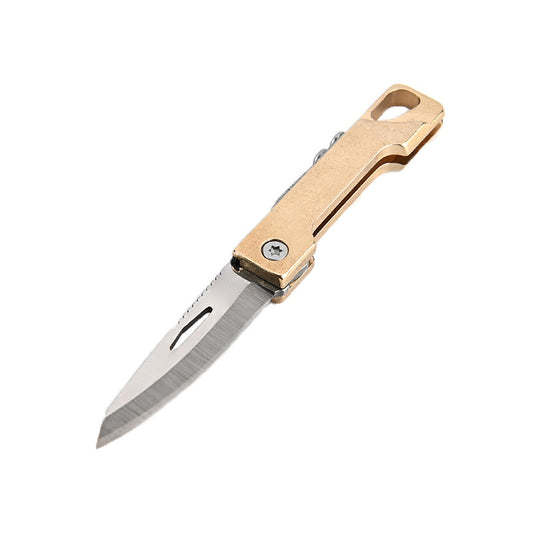 MASALONG MA-TY-009 Brass Mini Folding Knife Sharp, Portable, Quick to Remove, Delivery Knife Keychain Hanger, Portable, Pocket, Open Box Knife, Self Defense