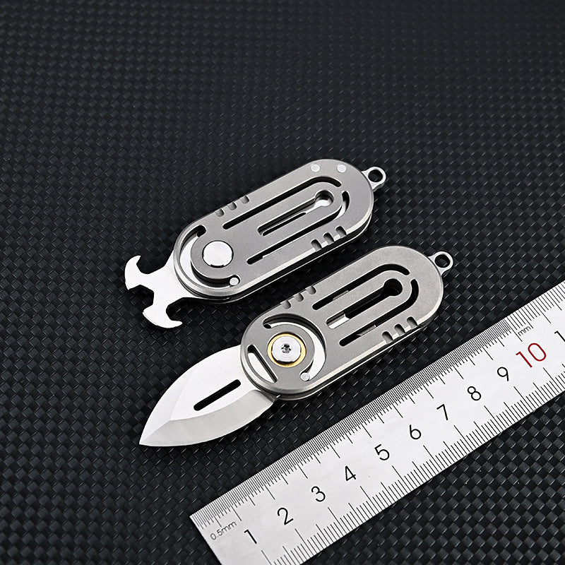 MASALONG MA-TY-064 Multi functional titanium alloy beetle small blade with sharp edge and high hardness D2 steel portable keychain, unboxing small knife, self-defense knife