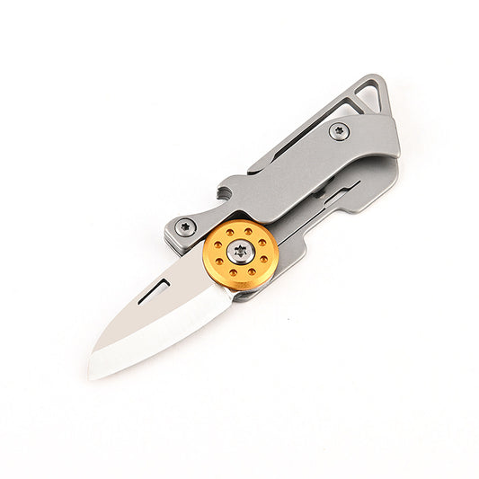 MASALONG MA-TY-038 Stainless Steel Mini Folding Knife Bottle Opener Sharp D2 Steel Outdoor Self Defense Knife Portable Keychain Opening Knife