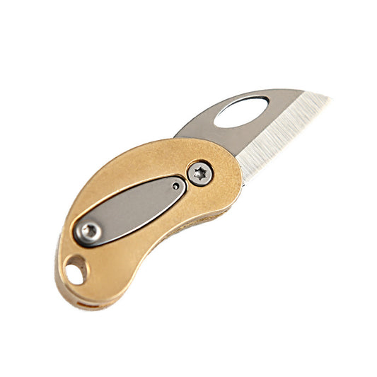 MASALONG MA-TY-043 Pigeon Egg Knife, Brass Mini Folding Knife, Sharp Box Opening and Opening, Express Delivery Knife, Portable Keychain, Pendant, Pocket Knife