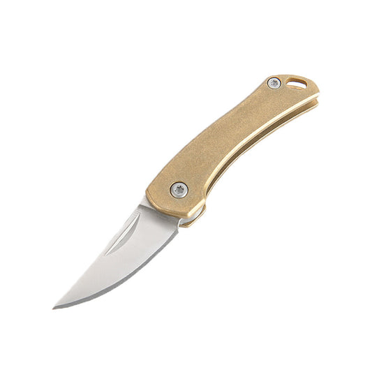 MASALONG MA-TY-051 Retro Brass Rhinoceros Knife Mini Folding Knife Sharp Self Defense Tool Portable Keychain Unpacking Express Knife