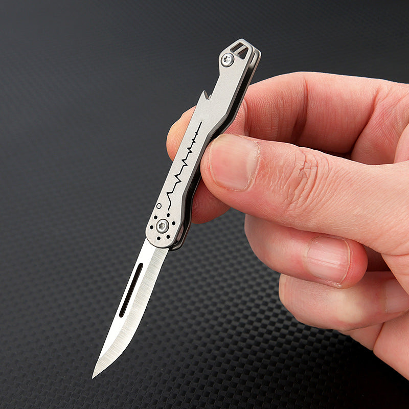 MASALONG MA-TY-002 Sharp titanium alloy mini folding knife with bottle opener, portable keychain, unpacking, and express delivery knife