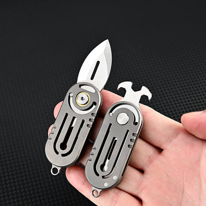 MASALONG MA-TY-064 Multi functional titanium alloy beetle small blade with sharp edge and high hardness D2 steel portable keychain, unboxing small knife, self-defense knife