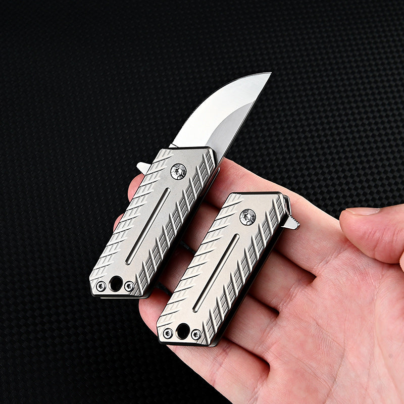 MASALONG MA-TY-074 Titanium alloy mini folding knife, sharp and high hardness D2 steel outdoor knife, self-protection, portable keychain disassembly, express knife