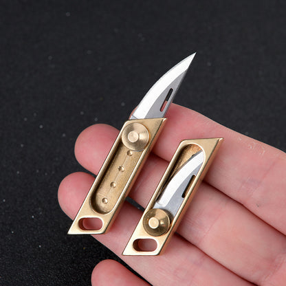 MASALONG MA-TY-019 Brass Mini Push Knife Sharp Self Defense Tool Pocket Knife Portable Keychain Unpacking and Delivery Knife