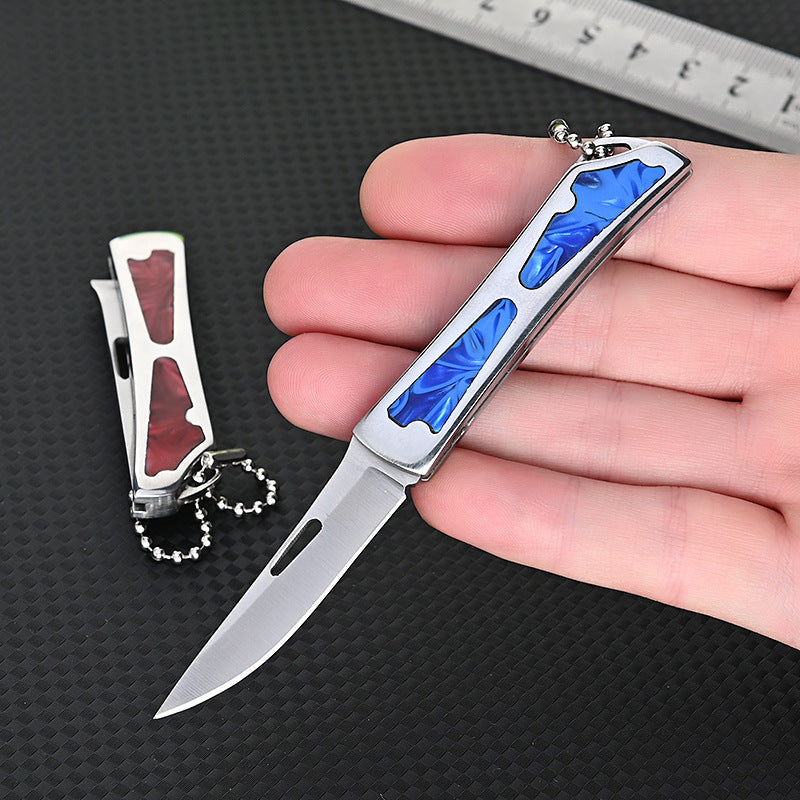 MASALONG MA-TY-066 Stainless Steel Acrylic Mini Knife Sharp Opening Express Box Knife Keychain Pendant Fruit Knife Self Defense Knife