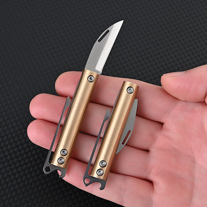 MASALONG MA-TY-067 Brass back clip bottle opening small folding knife sharp, carry on unpacking express delivery small knife keychain pendant fruit knife self-defense