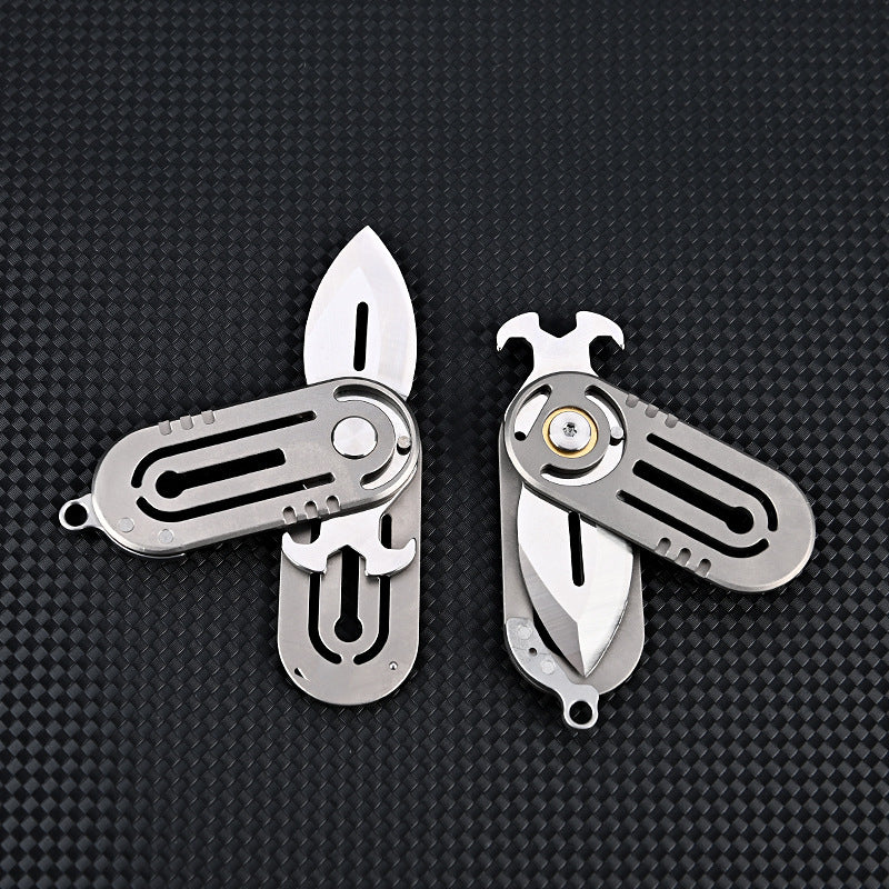 MASALONG MA-TY-064 Multi functional titanium alloy beetle small blade with sharp edge and high hardness D2 steel portable keychain, unboxing small knife, self-defense knife