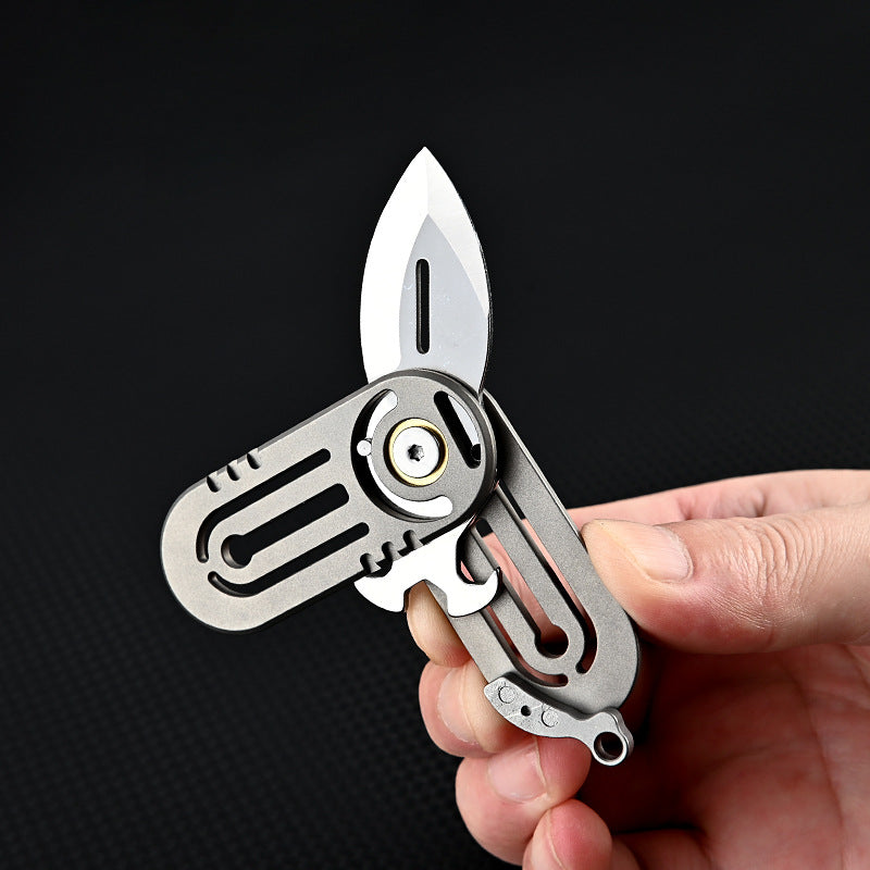 MASALONG MA-TY-064 Multi functional titanium alloy beetle small blade with sharp edge and high hardness D2 steel portable keychain, unboxing small knife, self-defense knife