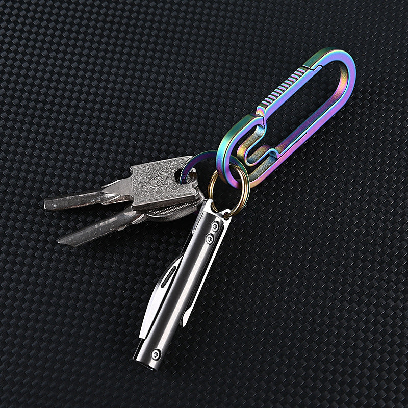 MASALONG MA-TY-062 Titanium alloy back clip bottle opening knife sharp, carry on unpacking express delivery box opening knife keychain pendant fruit knife self-defense