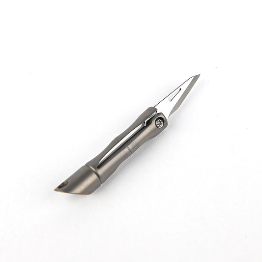 MASALONG MA-TY-060 Titanium alloy bamboo joint knife mini folding knife portable EDC keychain pendant disassembly express box opening knife sharp