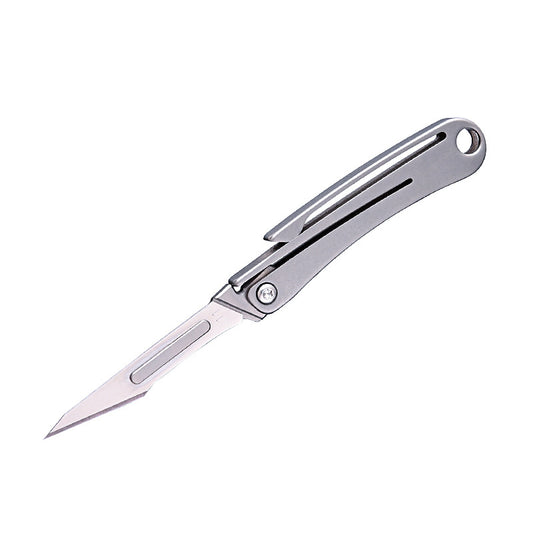 MASALONG MA-TY-012 Titanium alloy mini folding knife, sharp art paper cutting knife, replaceable blade, portable unboxing and unpacking, express delivery keychain knife