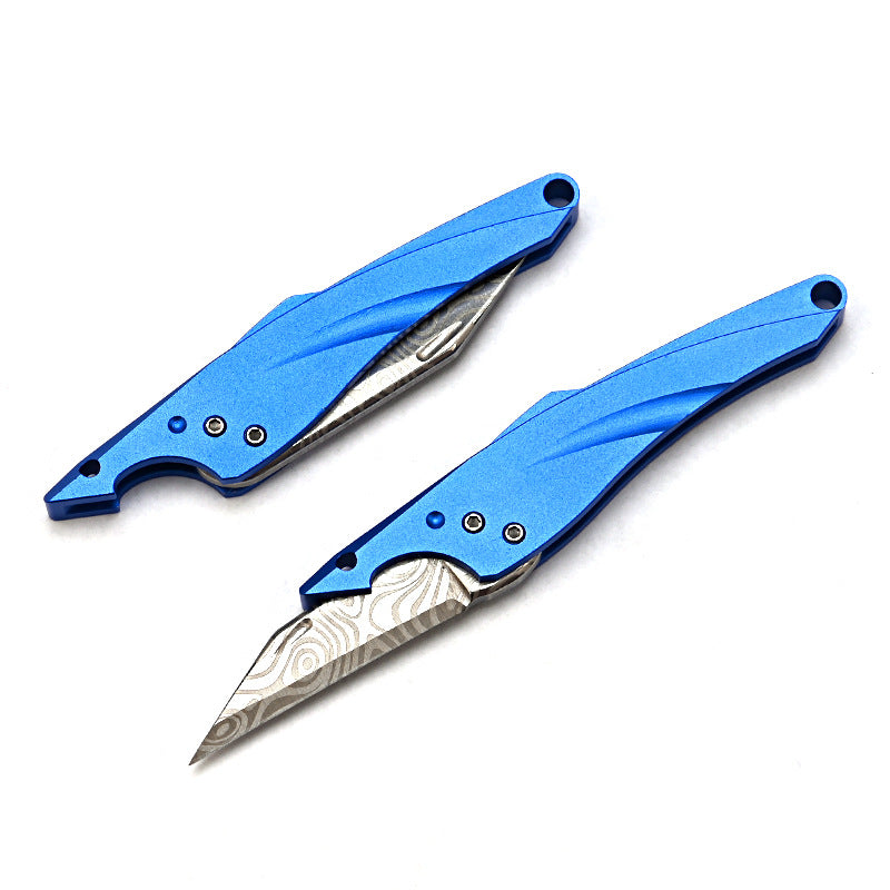 MASALONG MA-TY-070 Original Blue Fin Knife Sharp Mini Keychain Knife Portable Unpacked Express Box Opening Knife Portable Self Defense Fruit Knife