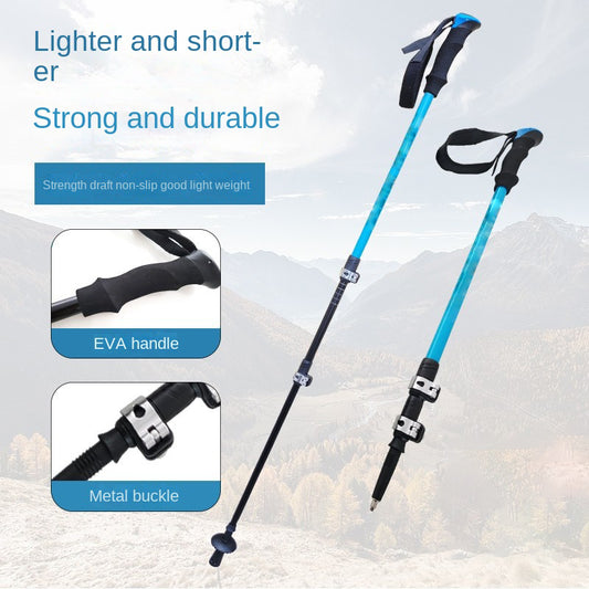 MA-QLM-005 Telescopic hiking pole with foam handle and metal buckle, anti slip and lightweight for climbing