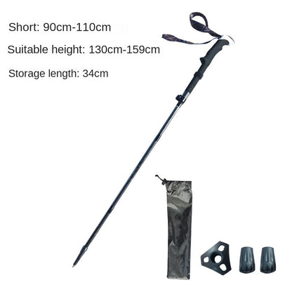 MA-QLM-007 3K Carbon Fiber Folding Climbing Cane with Long Handle and Metal Buckle for Climbing and Hiking, Ultra Light Carbon Cane