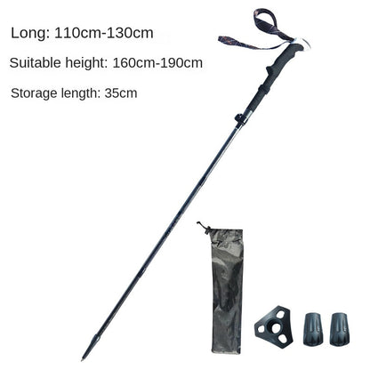 MA-QLM-007 3K Carbon Fiber Folding Climbing Cane with Long Handle and Metal Buckle for Climbing and Hiking, Ultra Light Carbon Cane