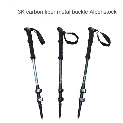 MA-QLM-009 Mountaineering cane made of carbon fiber, ultra light and extendable straight handle with adjustable external lock, suitable for hiking and climbing