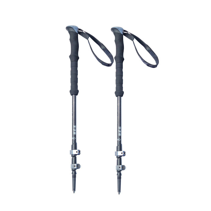 MA-QLM-009 Mountaineering cane made of carbon fiber, ultra light and extendable straight handle with adjustable external lock, suitable for hiking and climbing