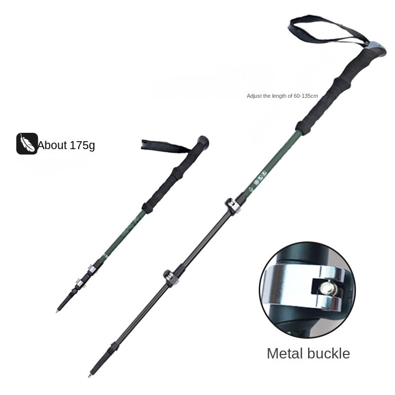 MA-QLM-009 Mountaineering cane made of carbon fiber, ultra light and extendable straight handle with adjustable external lock, suitable for hiking and climbing