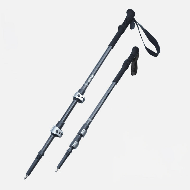 MA-QLM-010 Carbon fiber hiking stick with large metal buckle, suitable for hiking in snowy mountains, with a flexible straight handle and light weight