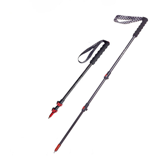 MA-QLM-013 Mountaineering cane made of carbon fiber, ultra light and extendable straight handle with adjustable external lock, suitable for hiking and climbing