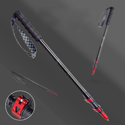 MA-QLM-013 Mountaineering cane made of carbon fiber, ultra light and extendable straight handle with adjustable external lock, suitable for hiking and climbing