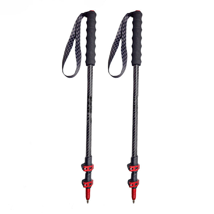 MA-QLM-013 Mountaineering cane made of carbon fiber, ultra light and extendable straight handle with adjustable external lock, suitable for hiking and climbing