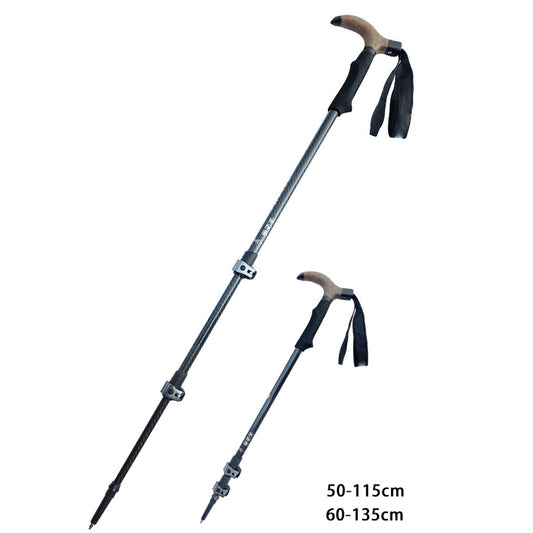 MA-QLM-015 3K carbon fiber T-handle hiking cane, walking stick for mountain climbing and hiking, carbon fiber ultra light outdoor metal