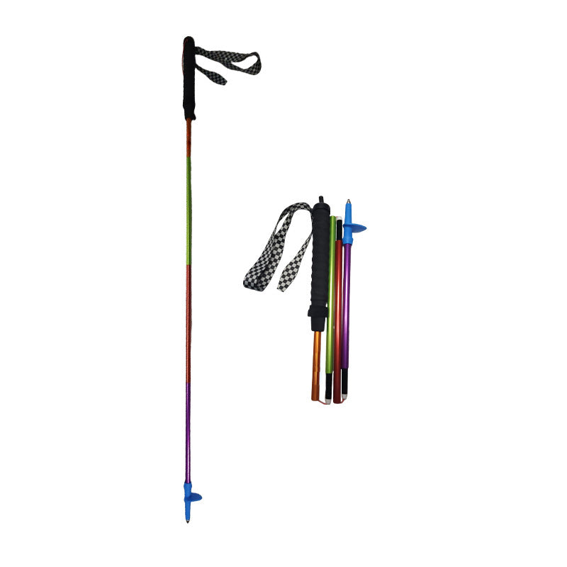 MA-QLM-017 Mountaineering Staff Ultra Light Folding Outdoor Climbing, Hiking, Off road Running Staff Aluminum Alloy Cane