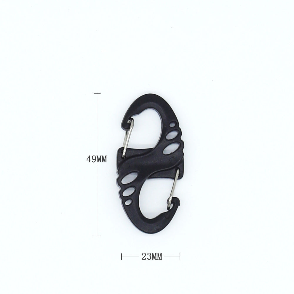 Outdoor equipment, MA-WY-018 lightweight steel hollow S-shaped buckle, 8-shaped buckle, hiking backpack, quick hanging hiking buckle, keychain