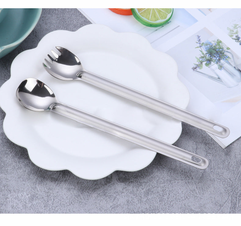 MA-XXT-001 Outdoor Titanium Tableware Pure Titanium Fork Spoon Camping Long Handle Extended Portable Coffee Stir Metal Dessert Spoon Spoon