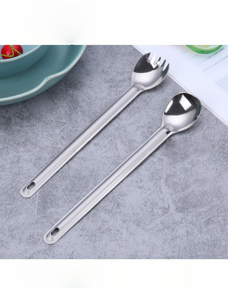 MA-XXT-001 Outdoor Titanium Tableware Pure Titanium Fork Spoon Camping Long Handle Extended Portable Coffee Stir Metal Dessert Spoon Spoon