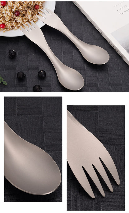 Outdoor MA-XXT-003 Lightweight pure titanium camping cutlery fork, long straight handle titanium soup spoon, titanium alloy spoon, titanium fork