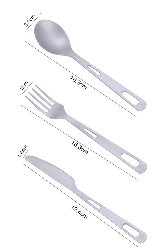 Pure titanium tableware MA-XXT-004 Three piece set of knives, forks, spoons, outdoor camping household utensils, healthy and high-end anti-bacterial and anti mold tableware