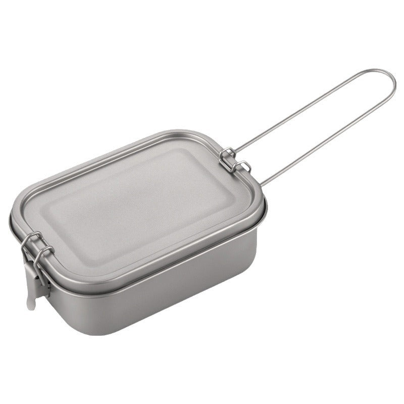 Outdoor pure titanium lunch box,MA-XXT-011,portable tableware, bento box, picnic camping folding handle, lunch box, sealed household titanium alloy