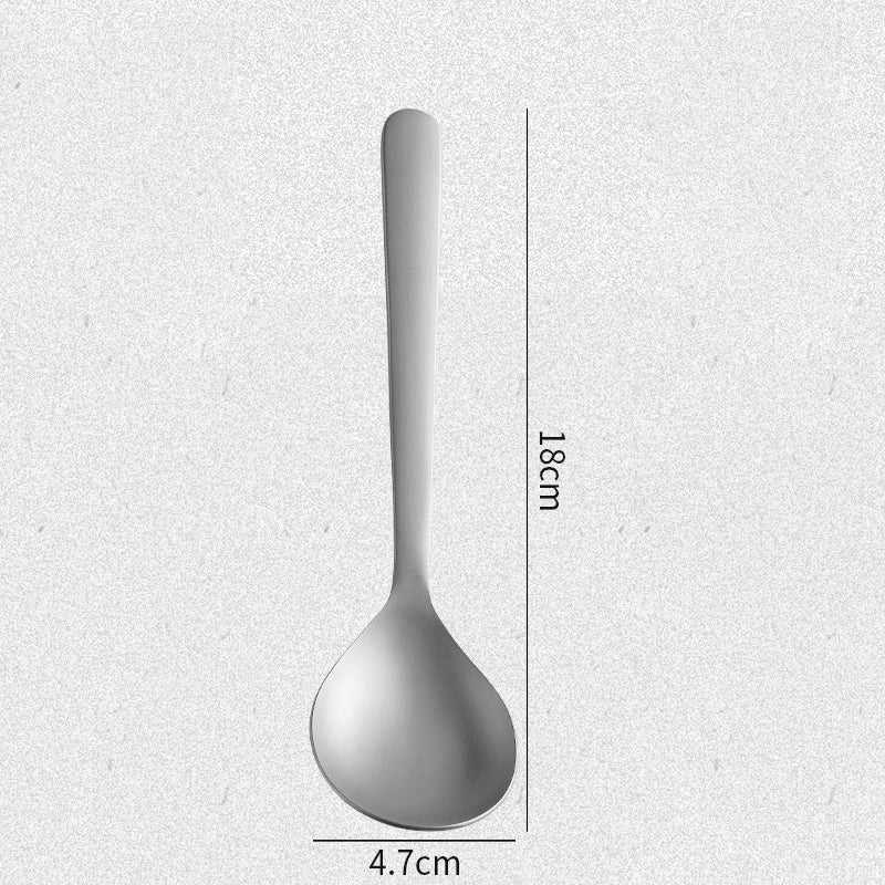 Cuchara de titanio puro, MA-XXT-012, cuchara de comedor para el hogar, cuchara, cuchara para mezclar de mango largo, cuchara occidental gruesa, vajilla de titanio portátil para exteriores