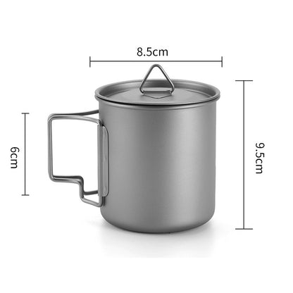 Pure titanium cup,MA-XXT-019 outdoor camping water cup, mug, foldable handle, ultra lightweight, portable outdoor camping pure titanium drinking utensil